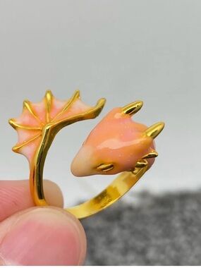 Gold-Plated Pink Dragon Wrap Ring - Elegant Women's Jewelry-Boutique-NEW